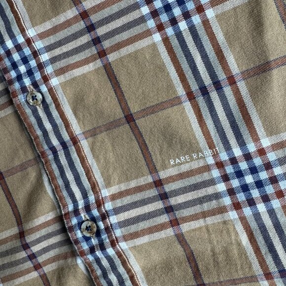 Rare Rabbit Men’s Tan Plaid Button-Down Shirt – Long Sleeve – Size Large - Picture 3 of 6